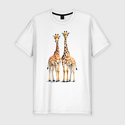 Футболка slim-fit Друзья-жирафы, цвет: белый