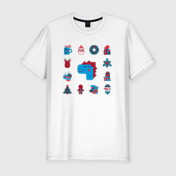 Мужская slim-футболка Китайский дракон и новогодние символы