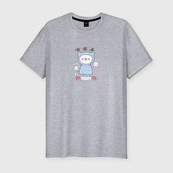 Футболка slim-fit Котик и рыбки, цвет: меланж