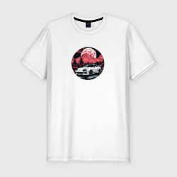 Футболка slim-fit Тойота Супра и алый горный закат, цвет: белый