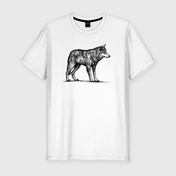 Футболка slim-fit Волк дикий, цвет: белый