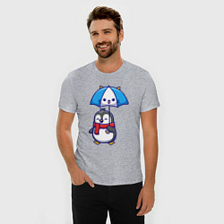 Футболка slim-fit Пингвин с кошачим зонтом, цвет: меланж — фото 2