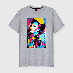 Футболка slim-fit Angelina Jolie - pop art, цвет: меланж