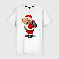 Мужская slim-футболка Teddy медвежонок дед мороз