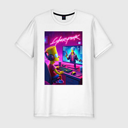 Футболка slim-fit Gamer Bart - cyberpunk, цвет: белый