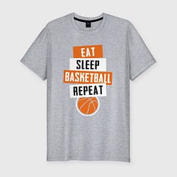 Футболка slim-fit Eat sleep basketball, цвет: меланж