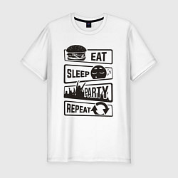 Футболка slim-fit Есть спать вечеринка, цвет: белый