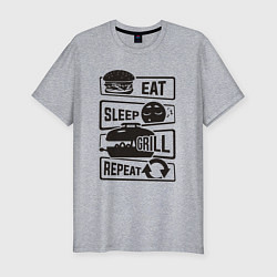 Футболка slim-fit Есть спать гриль, цвет: меланж