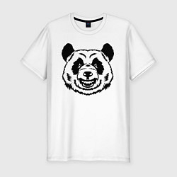 Футболка slim-fit Чёрно-белая голова панды с оскалом, цвет: белый