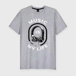 Футболка slim-fit Музыка is my life, цвет: меланж