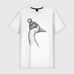 Футболка slim-fit Утка в шапке с помпоном, цвет: белый