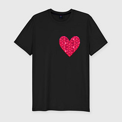 Футболка slim-fit Сердца с текстурным пикселем, цвет: черный