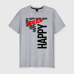 Футболка slim-fit Будь happy, цвет: меланж