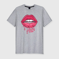 Футболка slim-fit I love you lips, цвет: меланж