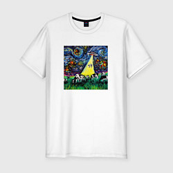 Мужская slim-футболка Картина маслом НЛО