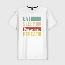 Футболка slim-fit Eat sleep Palworld rpeat, цвет: белый