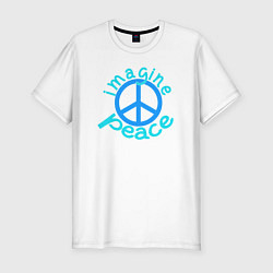 Футболка slim-fit Imagine peace, цвет: белый