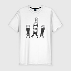 Футболка slim-fit Walking beer, цвет: белый