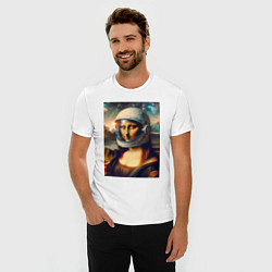 Футболка slim-fit Mona Lisa astronaut - neural network, цвет: белый — фото 2