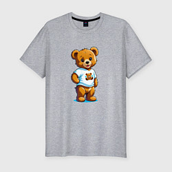 Футболка slim-fit Медвежонок в футболке, цвет: меланж