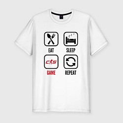 Футболка slim-fit Eat - sleep - Counter-Strike 2 - repeat, цвет: белый