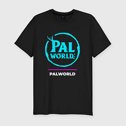 Футболка slim-fit Символ Palworld в неоновых цветах, цвет: черный