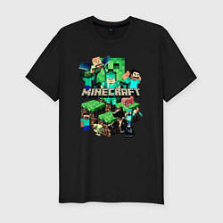 Футболка slim-fit Персонажи из Minecraft, цвет: черный