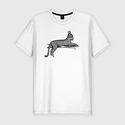 Мужская slim-футболка Леопард в шапке лежит