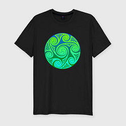 Мужская slim-футболка Зеленый кельтский узор