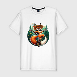 Футболка slim-fit Лиса плясунья танцует ламбаду, цвет: белый