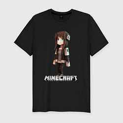 Футболка slim-fit Minecraft девушка шатенка, цвет: черный