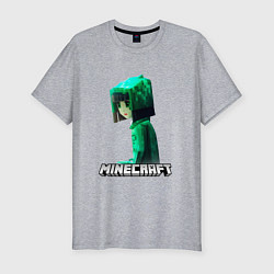 Футболка slim-fit Minecraft девушка с зелеными волосами, цвет: меланж