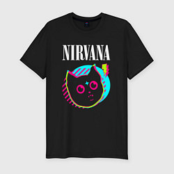 Футболка slim-fit Nirvana rock star cat, цвет: черный