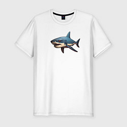 Футболка slim-fit Злая большая белая акула, цвет: белый