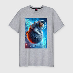 Футболка slim-fit Space cat - ai art, цвет: меланж