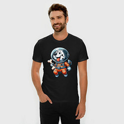 Футболка slim-fit Dalmatian cosmonaut puppy with a bone, цвет: черный — фото 2