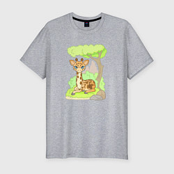Мужская slim-футболка Милый маленький жираф