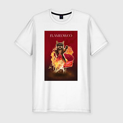 Футболка slim-fit Фламяуко: танцующая кошка, цвет: белый