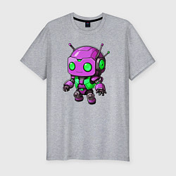 Мужская slim-футболка Фиолетовый робот инопланетянин