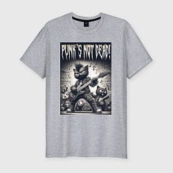 Футболка slim-fit Black kitten - punks not dead, цвет: меланж