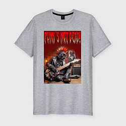 Мужская slim-футболка Котяра гитарист - панк не умер