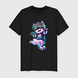 Футболка slim-fit Кот-геймер в VR-шлеме, цвет: черный