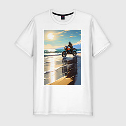 Футболка slim-fit On the beach, цвет: белый