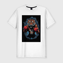 Футболка slim-fit Тигр тайский бокс, цвет: белый
