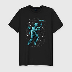 Футболка slim-fit Астронавт счищает звезды, цвет: черный