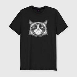 Футболка slim-fit Мем Grumpy cat, цвет: черный