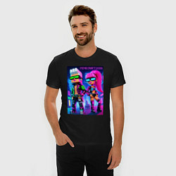 Футболка slim-fit Barbie and Ken - Minecraft 2099 ai art collaborati, цвет: черный — фото 2