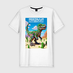 Футболка slim-fit Minecraft and beersaur - ai art collaboration, цвет: белый