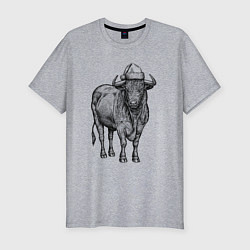 Футболка slim-fit Новогодний бык, цвет: меланж