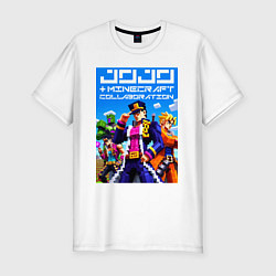 Футболка slim-fit Jojo and Minecraft - collaboration ai art, цвет: белый